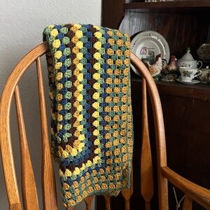 Colorful Crochet Granny Square Blanket